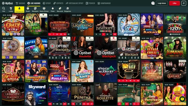 optibet kasiino live mängud