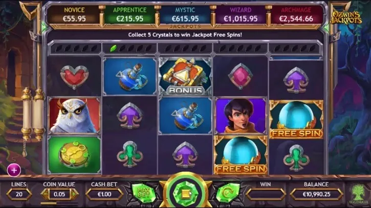 ozwin&#x27;s jackpot slot screen