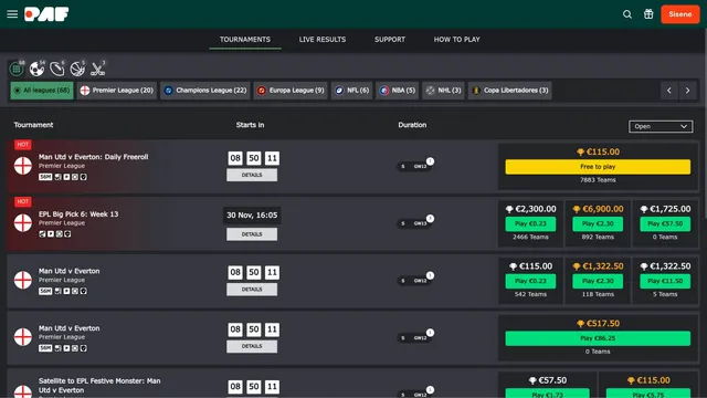 paf spordiennustus fantasy sports