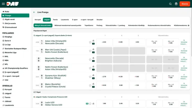 paf spordiennustus live jalgpall