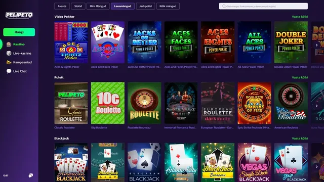 pelipeto casino lauamängud