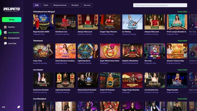 pelipeto casino live kasiino