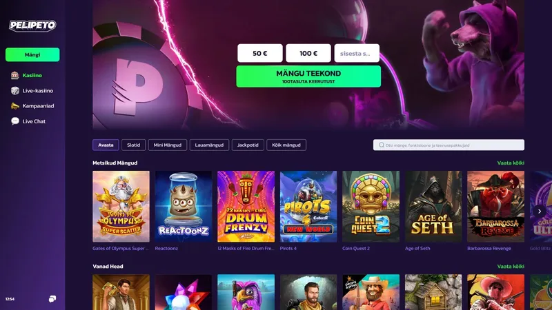 pelipeto casino veebileht