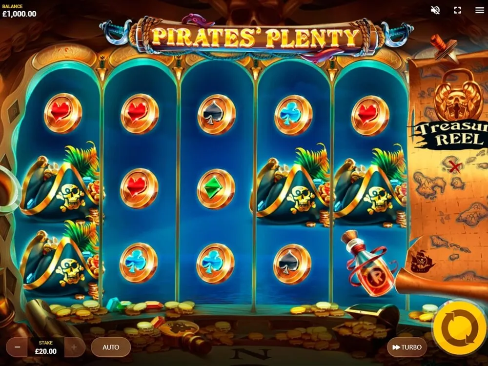 pirates plenty the sunken treasure slot screen