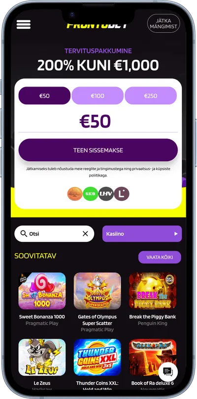 prontobet mobiilne veebileht