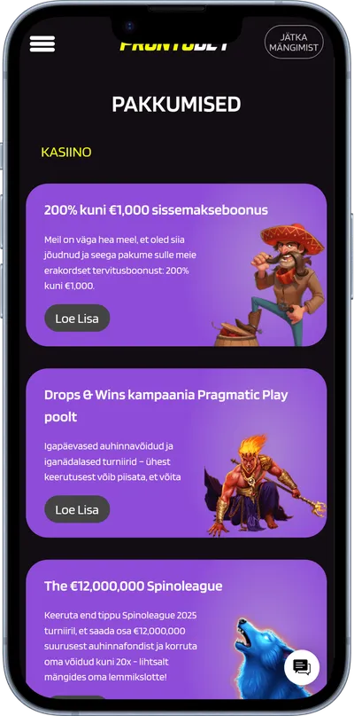 prontobet mobiilne veebileht kampaaniad