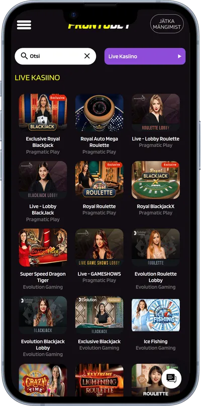 prontobet mobiilne veebileht live kasiino