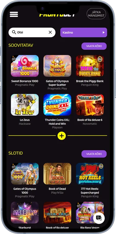 prontobet mobiilne veebileht slotid
