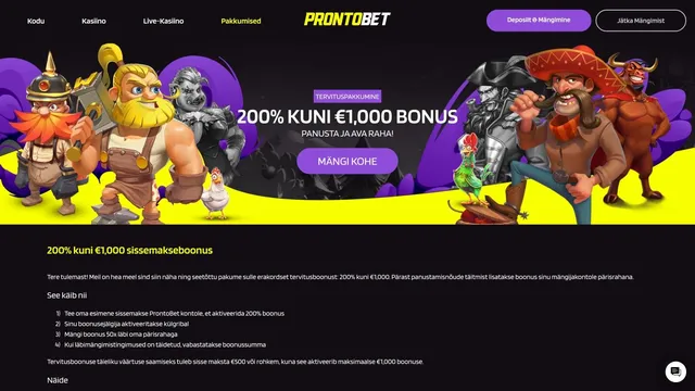 prontobet tervituspakkumine