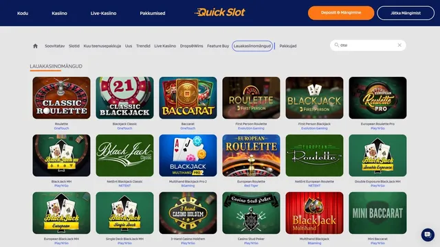quickslot kasiino lauamängud