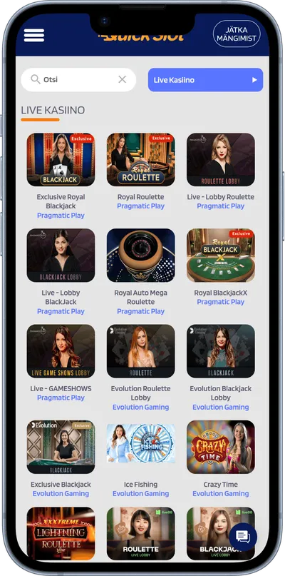 quickslot kasiino mobiilne veebileht live kasiino