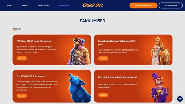 quickslot kasiino pakkumised 2025