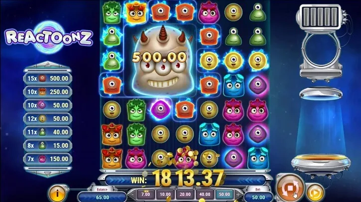 reactoonz slot screen