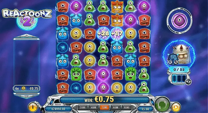 reactoonz 2 slot screen