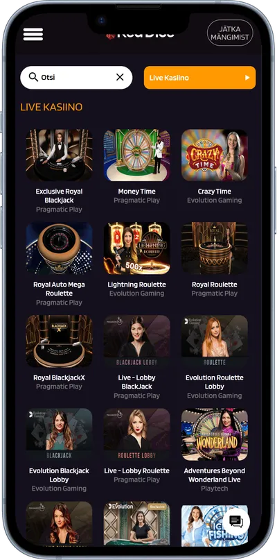 reddice mobiilne veebileht live kasiino