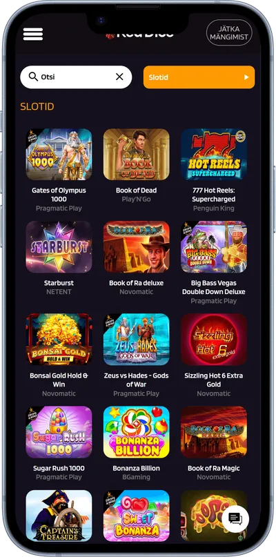 reddice mobiilne veebileht slotid