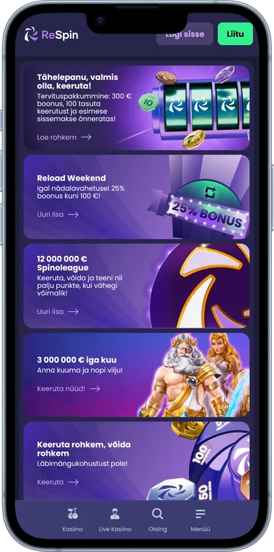 respin kasiino mobiilne veebileht pakkumised