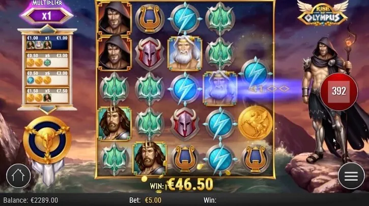 rise of olympus slot screen