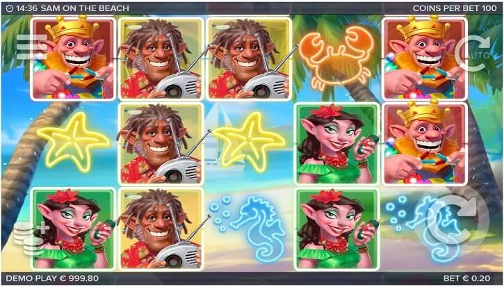 sam on the beach slot screen