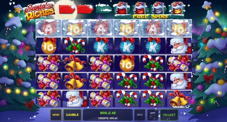 santas riches slot screen