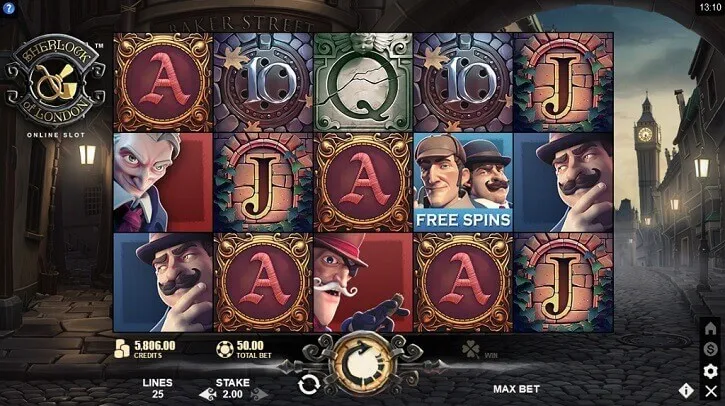 sherlock of london slot screen