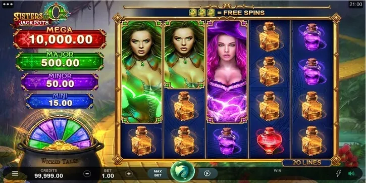 sisters of oz jackpot slot screen
