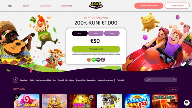 slot paradise kasiino veebileht