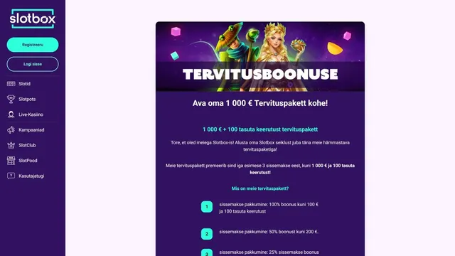 slotbox kasiino tervituspakkumine