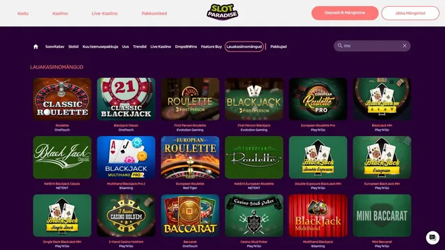 slotparadise kasiino lauamängud