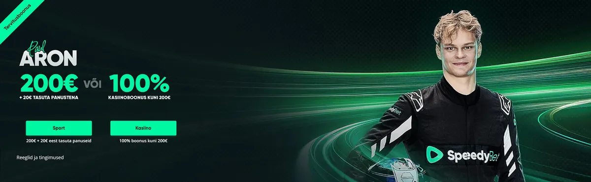 speedybet kasiino ja spordiennustuse tervitusboonus