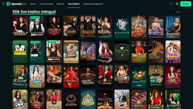 speedybet live kasiino mängud
