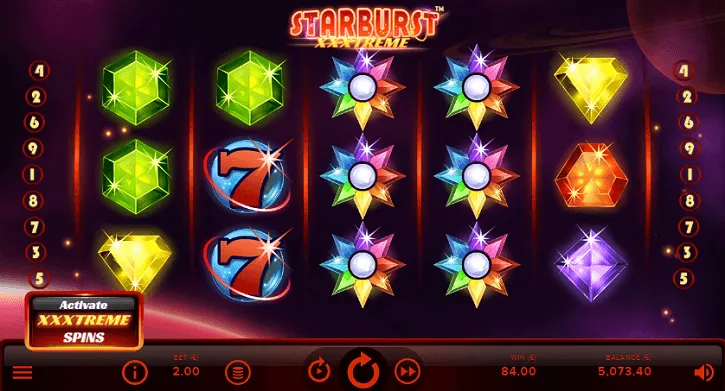 starburst xxxtreme slot screen