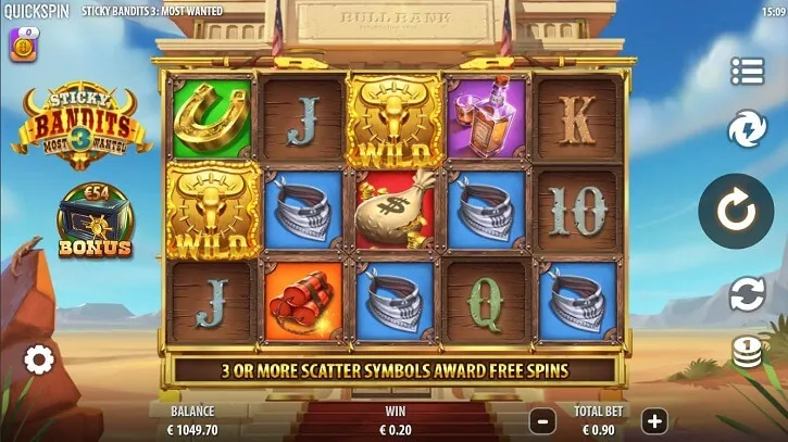 sticky bandits 3 most wanted slot screen