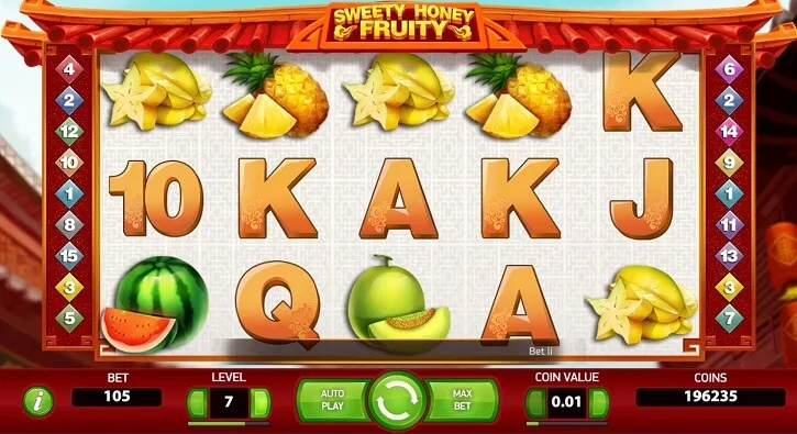 sweety honey fruity slot screen