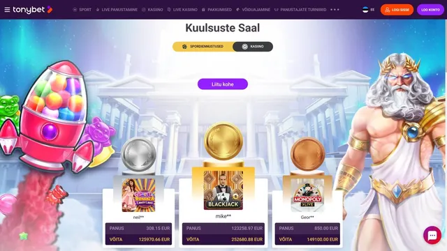 tonybet kasiino kuulsuste saal