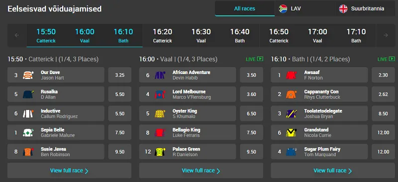 tonybet spordiennustus hobuste panustamine