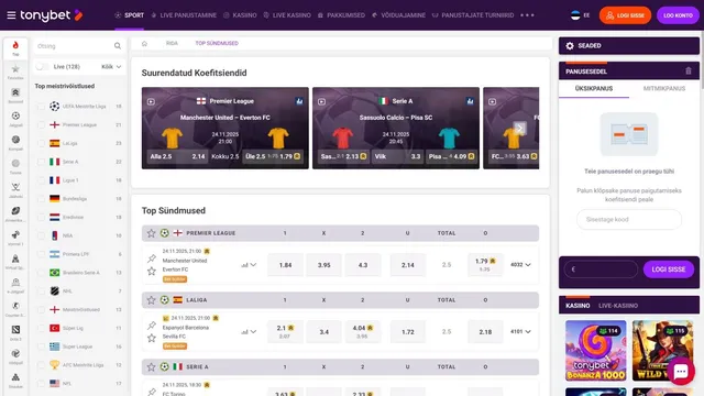 tonybet spordiennustus