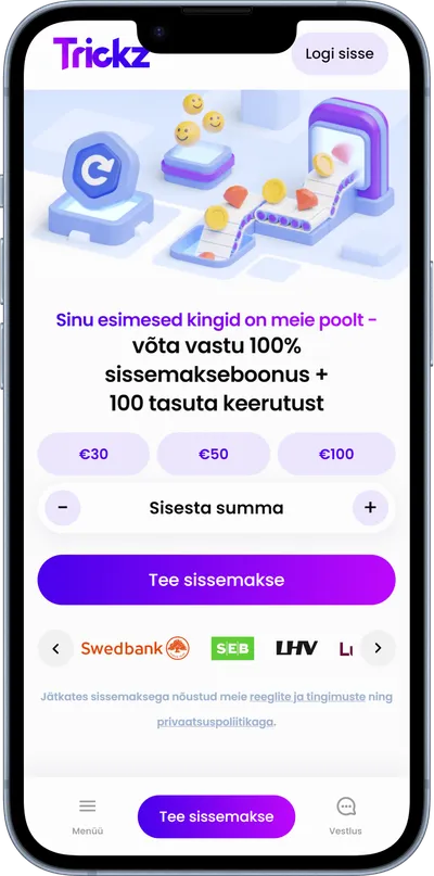 trickz kasiino mobiilne veebileht