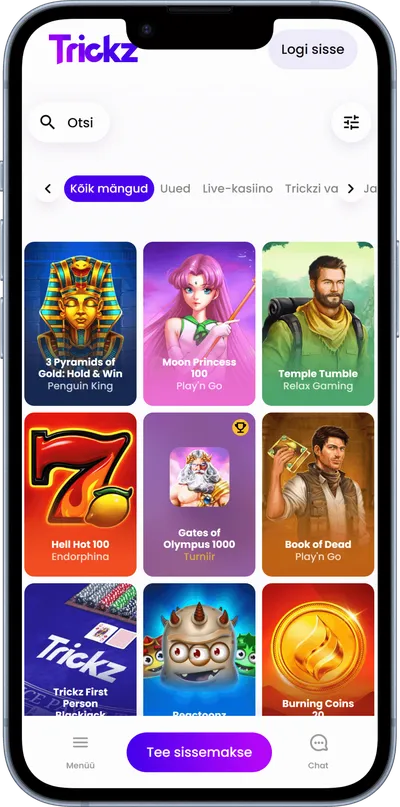 trickz kasiino mobiilne veebileht mängud