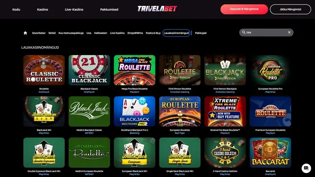 trivelabet kasiino lauamängud