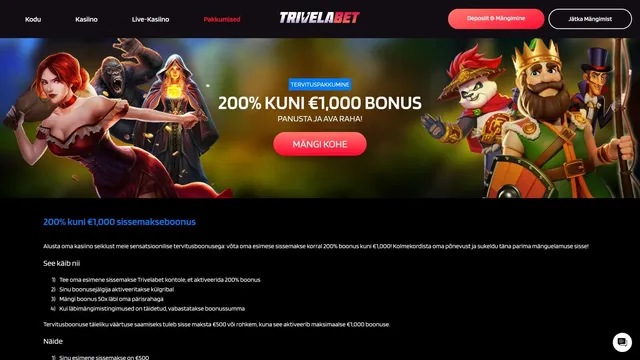 trivelabet kasiino tervituspakkumine