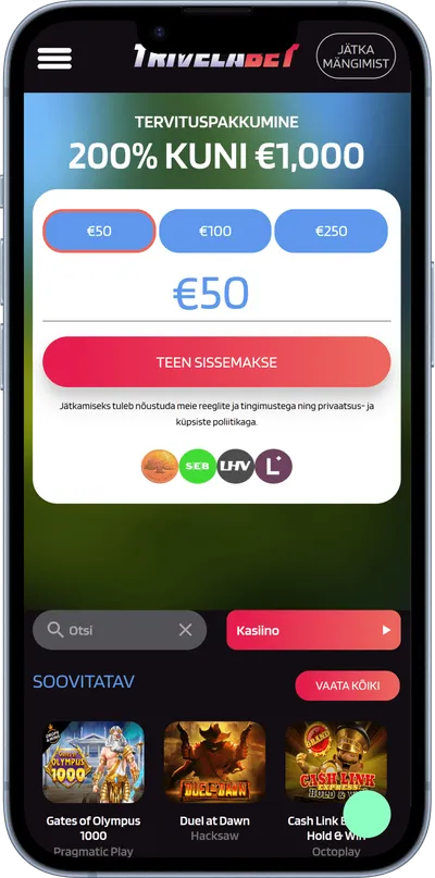 trivelabet mobiilne kasiino veebileht