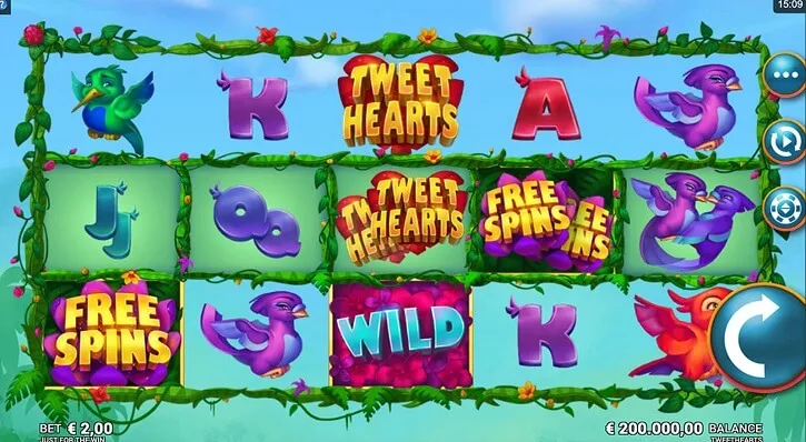 tweet hearts slot screen