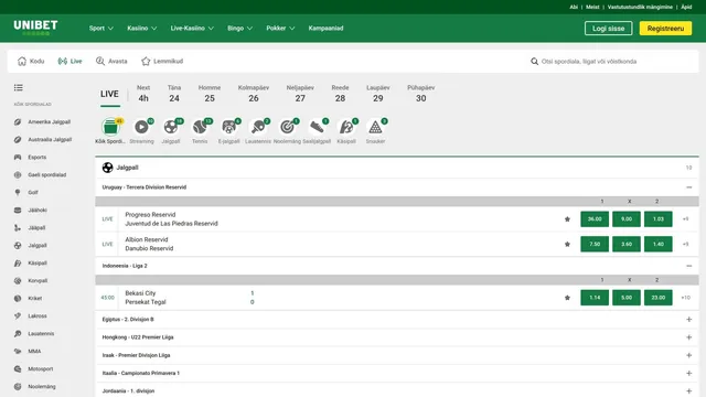 unibet spordiennustuse live