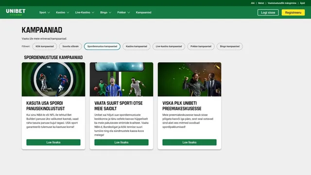 unibet spordiennustuse pakkumised