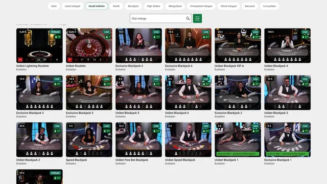 unibet kasiino live mängud