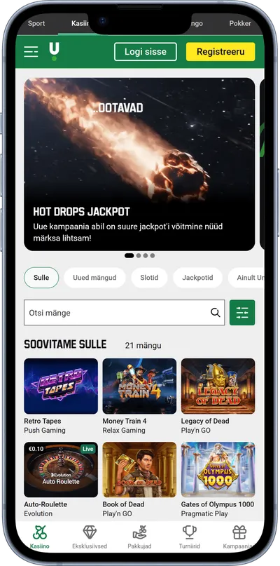 unibet kasiino mobiilne veebileht mängud