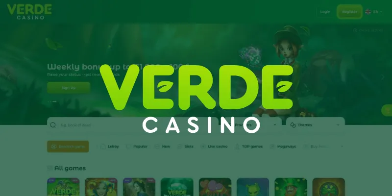 Screenshot der Verde Casino Website mit Login-Bereich und Spielangebot