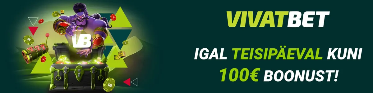 vivatbet kasiinos ootab teisipäeviti kuni 100 eur boonus
