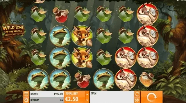 wild tome of the woods slot screen